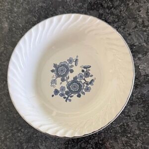 White Bowl with Blue Floral Motif